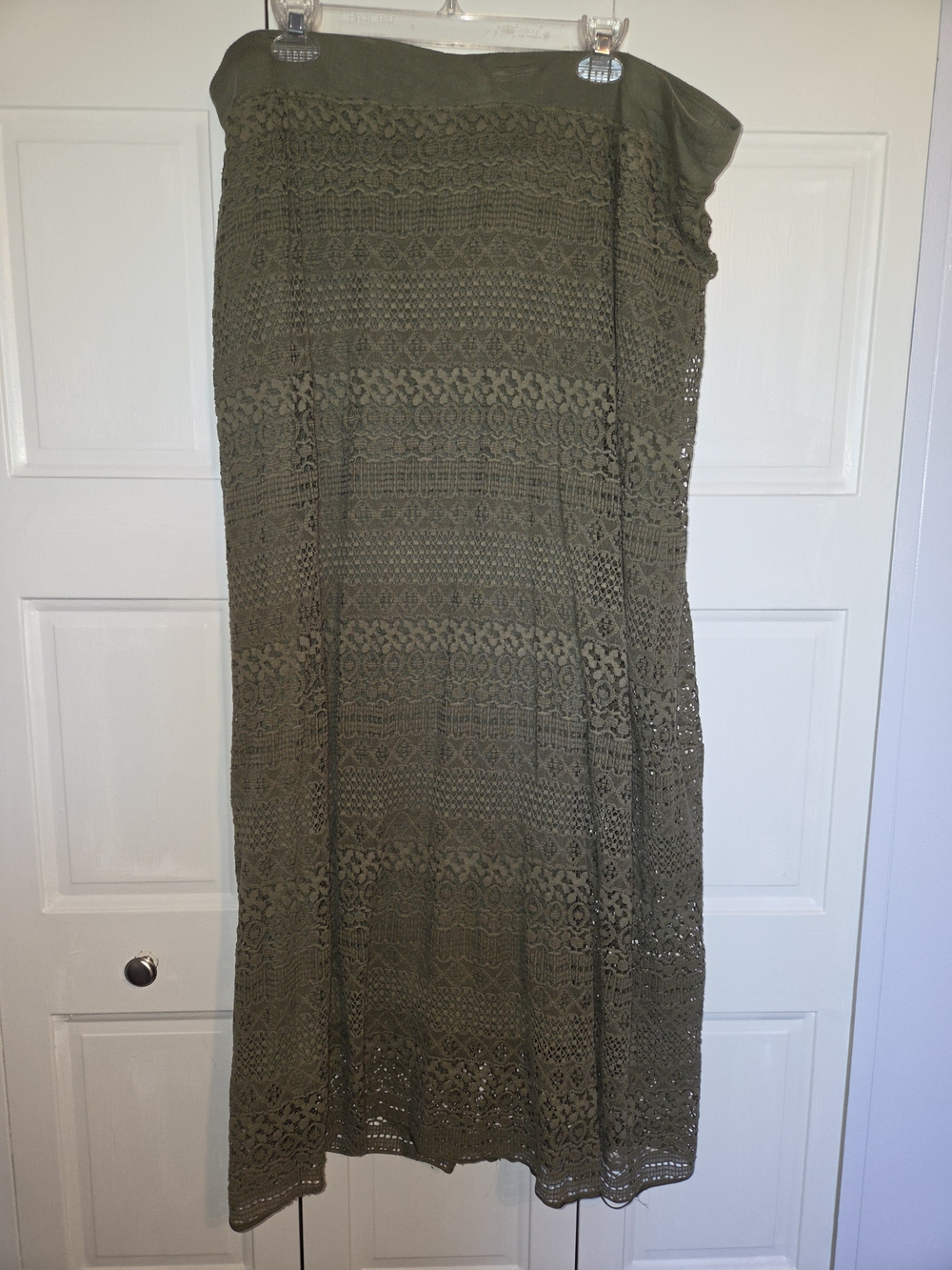 Lane Bryant Olive Crochet Maxi Skirt